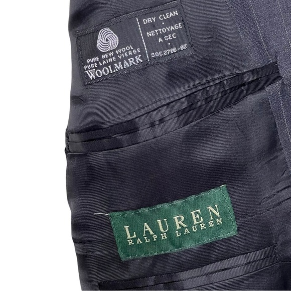 Lauren Ralph Lauren Blazer Sport Coat Size 42R Gray Pinstripe 2 Button 100% Wool - Picture 9 of 15